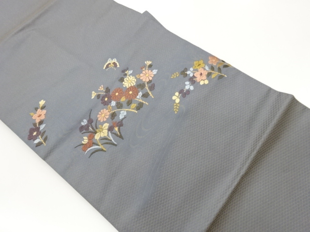 秋草模様織出し名古屋帯